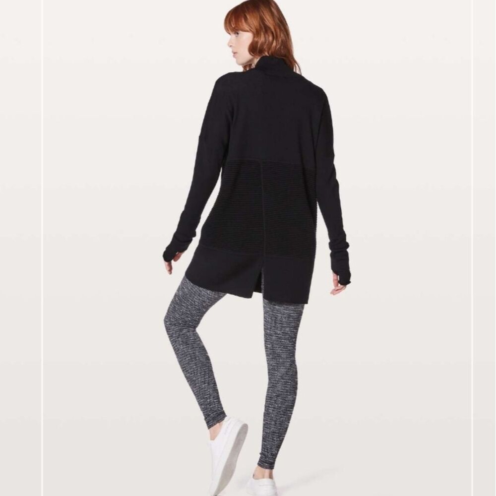 Lululemon Sit In Lotus Wrap II Merino Wool Black Open-Front Women's Cardigan S/M
